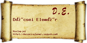 Décsei Elemér névjegykártya