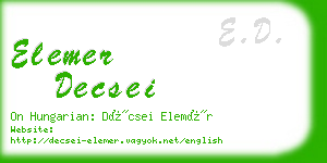 elemer decsei business card